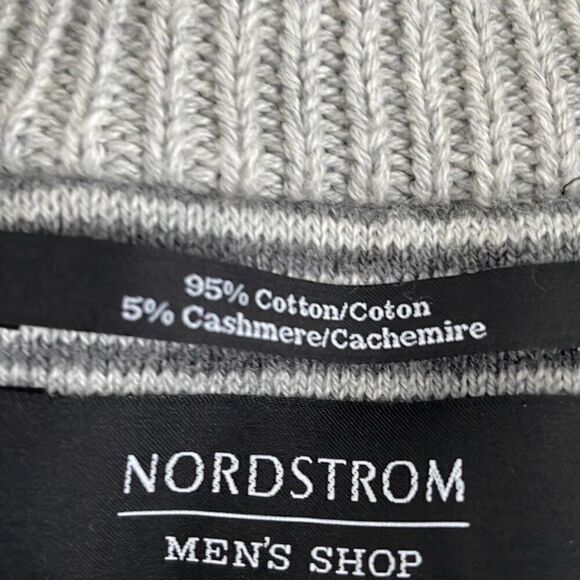 NWT Nordstrom Men’s Shop Light Heather Grey Cotton Cashmere Mock Turtle Zip Neck - Picture 8 of 9